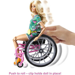Барби Fashionistas 165 Блондинка с Инвалидным Креслом в Тропическом Комбинезоне - ! ТРЕЩИНА НА КОРОБКЕ !