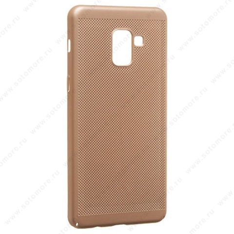 Накладка пластиковая перфорированная для Samsung Galaxy A8 Plus A730 2018 золото