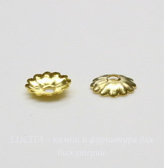 Шапочка для бусины текстурная (цвет - золото) 5 мм, 20 штук