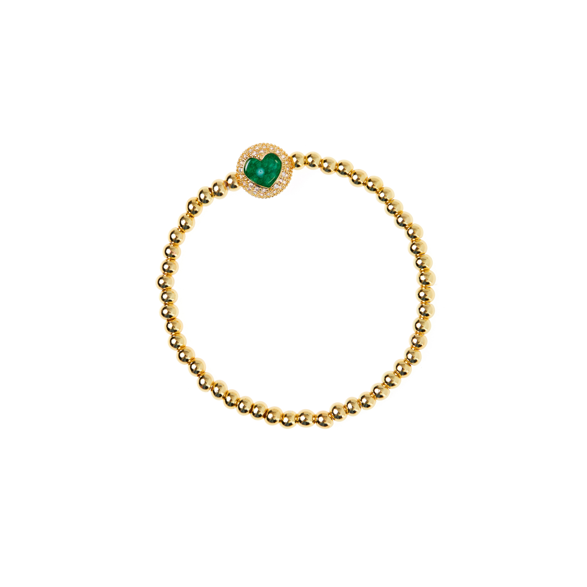 DÉJÀ VU Браслет Gold Puffy Heart Bracelet - Green déjà vu браслет dark blue heart bracelet