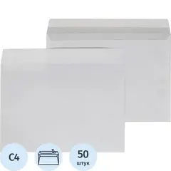 Конверт C4 ECOPOST белый стрип 229х324 с вн. зап. 80г бел.92-100% 50шт/уп