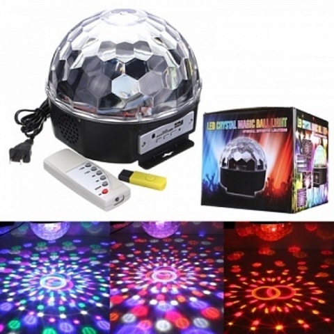 Светодиодный Диско-шар LED RGB Magic Ball Light c ПДУ и mp3 плеером