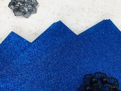 Фоамиран глиттерный Премиум, р. 20х30 см, 2 мм, электрик