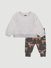 Комплект Mjölk Свитшот Песочный серый/Штанишки Бычки