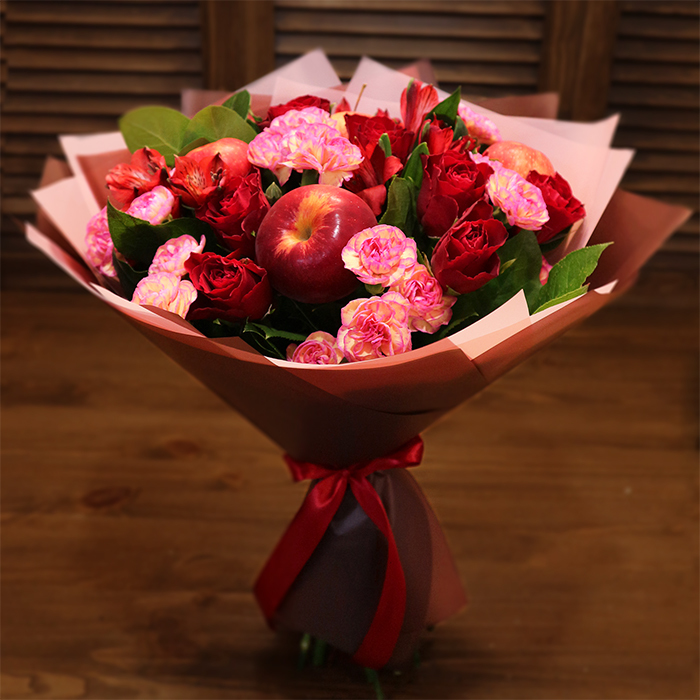 Доставка цветов Пермь дизайнерский осенний букет розовый