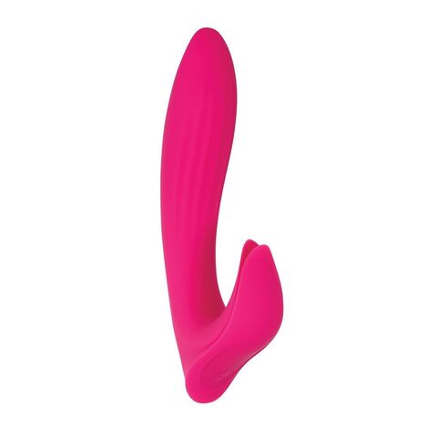 Розовый вибратор с клиторальным отростком Bliss Vibrator - 17,8 см. - Adam & Eve AE-BL-8751-2