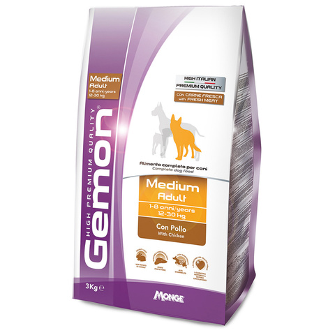Gemon Dog Medium корм для взрослых собак средних пород с курицей (15 кг)