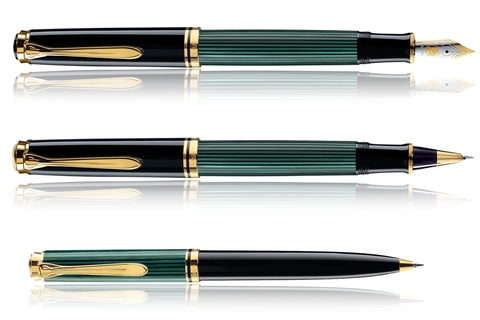 Ручка перьевая Pelikan Souverän® M600, Black & Green GT. EF (980003)