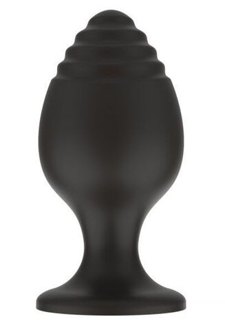 Черная малая силиконовая анальная пробка с ребрышками на кончике - Свободный ассортимент 3303-01