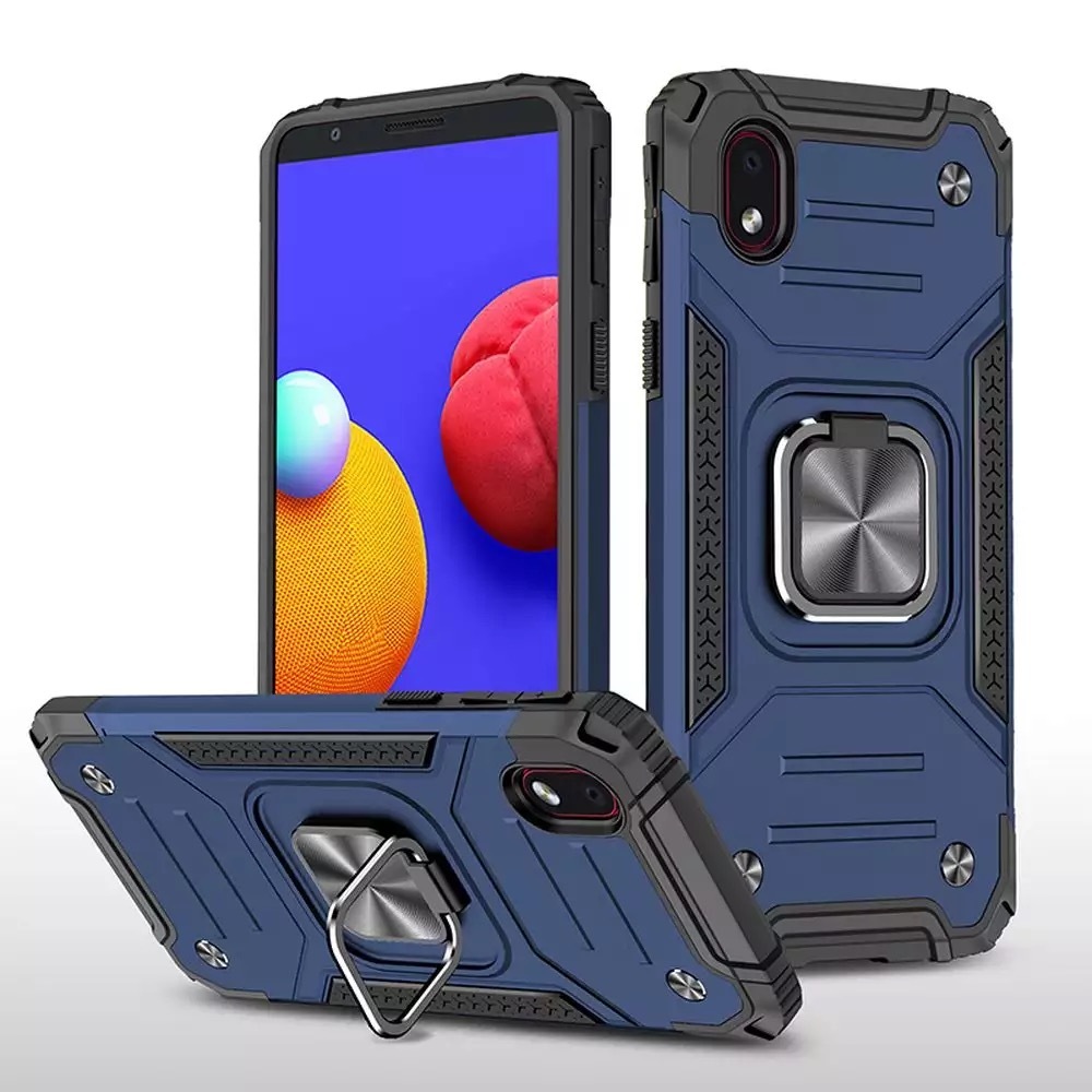 Купить Противоударный чехол Strong Armour Case с кольцом для Samsung Galaxy  A02, M02 (Темно-синий) за 650 руб, в Чехолере