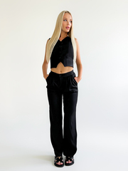 Костюм Miss Diva 11404 однотонный из жилетки и брюк-палаццо