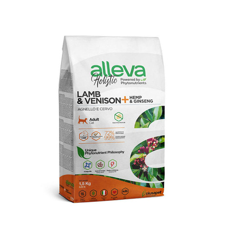 Cухой корм Alleva Holistic Cat Adult Lamb & Venison, для кошек, ягненок/оленина/женьшень, 1.5 кг