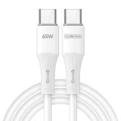 Кабель покрытый силиконом белого цвета 100см с разъемом Type C-Type C с быстрой зарядкой PD 65W от Duzzona, серия A11 Cable