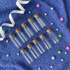 Баночки-бутылочки для хранения с пробкой, прозрачные, 14 мл, 6*2,2*2,2 см, набор 10 шт.