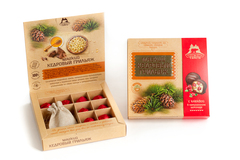 Мягкий кедровый грильяж с Клюквой и трявяным чаем / коробка / 120 гр / ТМ Территория Тайги