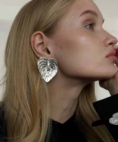 Серьги Антуриум silver