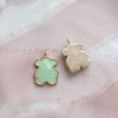 УЦЕНКА!!! Подвеска Мишка граненный, мятный, 18*15 мм, позолота У034