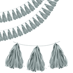 Гирлянда Тассел (помпон кисточка), Серый, 35*12 см, 12 листов