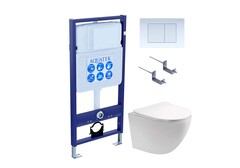 Aquatek SET Aquatek ЕВРОПА cm-009 4в1 SET Aquatek ЕВРОПА cm-009 4в1 (рама Aquatek Standard INS-0000012+крепеж KKI-0000002+клавиша KDI-0000009+унитаз ЕВРОПА AQ1900-00 с тонким сиденьем sc) фото