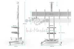 ONKRON мобильная стойка для ТВ 50"-86", макс 105.9кг, белая TS1881 — фото 6