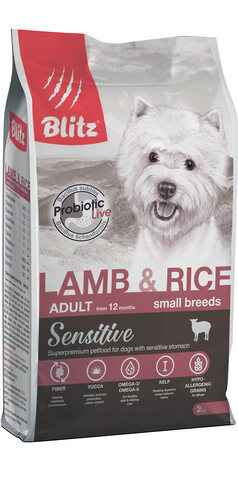 купить Blitz Adult Small Breeds Lamb & Rice сухой корм для взрослых собак мелких пород с ягнёнком и рисом