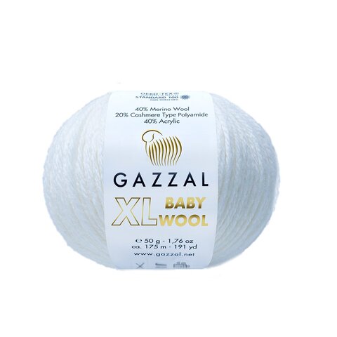 Пряжа Gazzal Baby Wool XL 801 белый