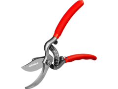 GRINDA G-1, 150 мм, цельнокованые лезвия, стальные рукоятки, покрытие ПВХ, плоскостной мини-секатор (423101)