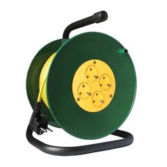 Удлинитель на пласт. катушке, 50м, 4 гнезда, ПВС 2*2.5, 4000Вт, без заземл.конт, Союз, 481S-3805