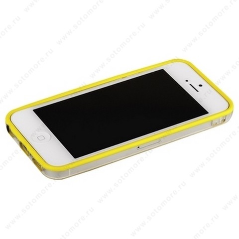Бампер для iPhone 5C с полосой желтый с прозрачной