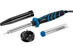 ЗУБР 40 Вт, в наборе: припой + подставка, 2к рукоятка, конус, керамический нагреватель, электропаяльник, Профессионал (55402-40)