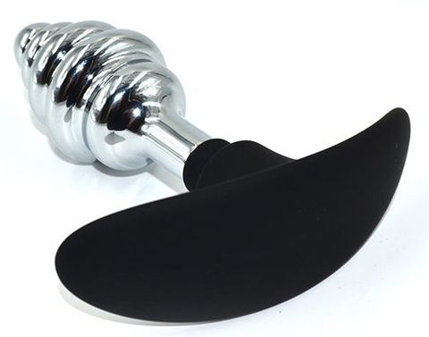 Серебристая пробка-елочка для ношения с силиконовым ограничителем - 10,3 см. - Kanikule Kanikule anal plugs AP-AL043S