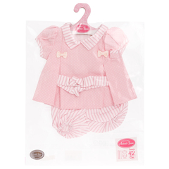 Munecas Antonio Juan Одежда для кукол и пупсов 40 - 45 см, платье с бантиками, повязка, трусики в полоску (91042-30)