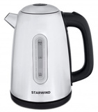 Чайник электрический Starwind SKS3210 1.7л. 2200Вт серебристый/черный корпус: металл/пластик