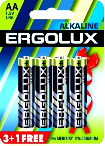 Э/п Ergolux LR6 Alkaline BL-3+1FREE