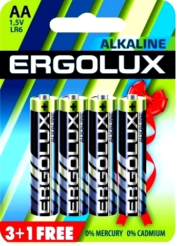 Э/п Ergolux LR6 Alkaline BL-3+1FREE