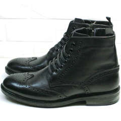 Зимние ботинки с мехом мужские LucianoBelliniBC3801L-Black .