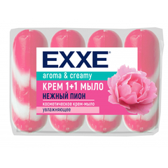 Крем-мыло EXXE 1+1 Нежный пион 90гр розовое полосатое экопак 4шт/уп