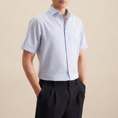 Сорочка мужская Seidensticker Regular Fit 01.147151-13 в синюю полоску, короткий рукав