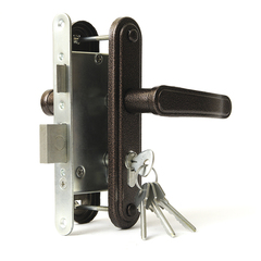 70-1-006 Замок врезной ЗВ4-3.03 (медь), с подпружин. ручками, 4 ключа, 200х85мм, цилиндр. мех-м 70мм (ЗЕНИТ)