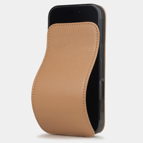 Чехол iPhone 17 Pro натуральная кожа сафьяно, цвета кэмел