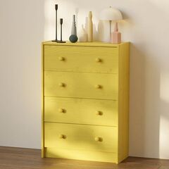 Желтый деревянный комод Раст с 4 ящиками для хранения вещей и игрушек, из массива сосны
