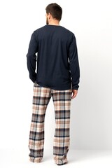 Пижама мужская со штанами KEY MNS 444 | Темно-синий + бежевый