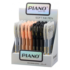 Ручка шариковая, масляная, Piano, синие чернила, цветной корпус, 50 шт