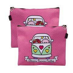 
          Пенал - косметичка Alingar, ПВХ, молния, 200х165 мм, "Bus of love", розовый (автобус с сердечками)