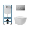 Aqueduto AQDS315T AQD комплект: TECNICA Novo Система инсталляции для подвесного унитаза, CIRCULO Панель смыва, хром, OVO Tornado Унитаз подвесной 525*360 безободковый, Tornado, сиденье с микролифтом, белый глянцевый