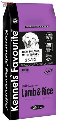 Сухой корм для собак Kennels Favourite при аллергии, ягненок, с рисом 20 кг