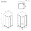 Am.Pm W87G-403-8080-МТ Sunny душ огражд квадратн, раздвижн двери 80x80 серебро,стекло прозрачн