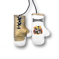 Перчатки боксерские комбинированные "Боксер", белые с золотым
