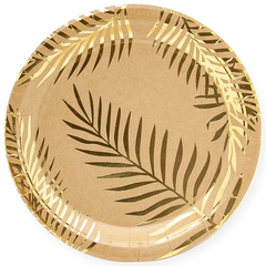 Тарелки бумажная Золотые листья, Крафт, 18 см, 6 шт.