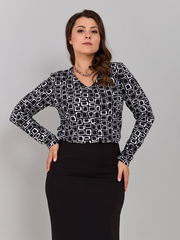 Лонгслив ЛНкл-080/черный-квадратбелый